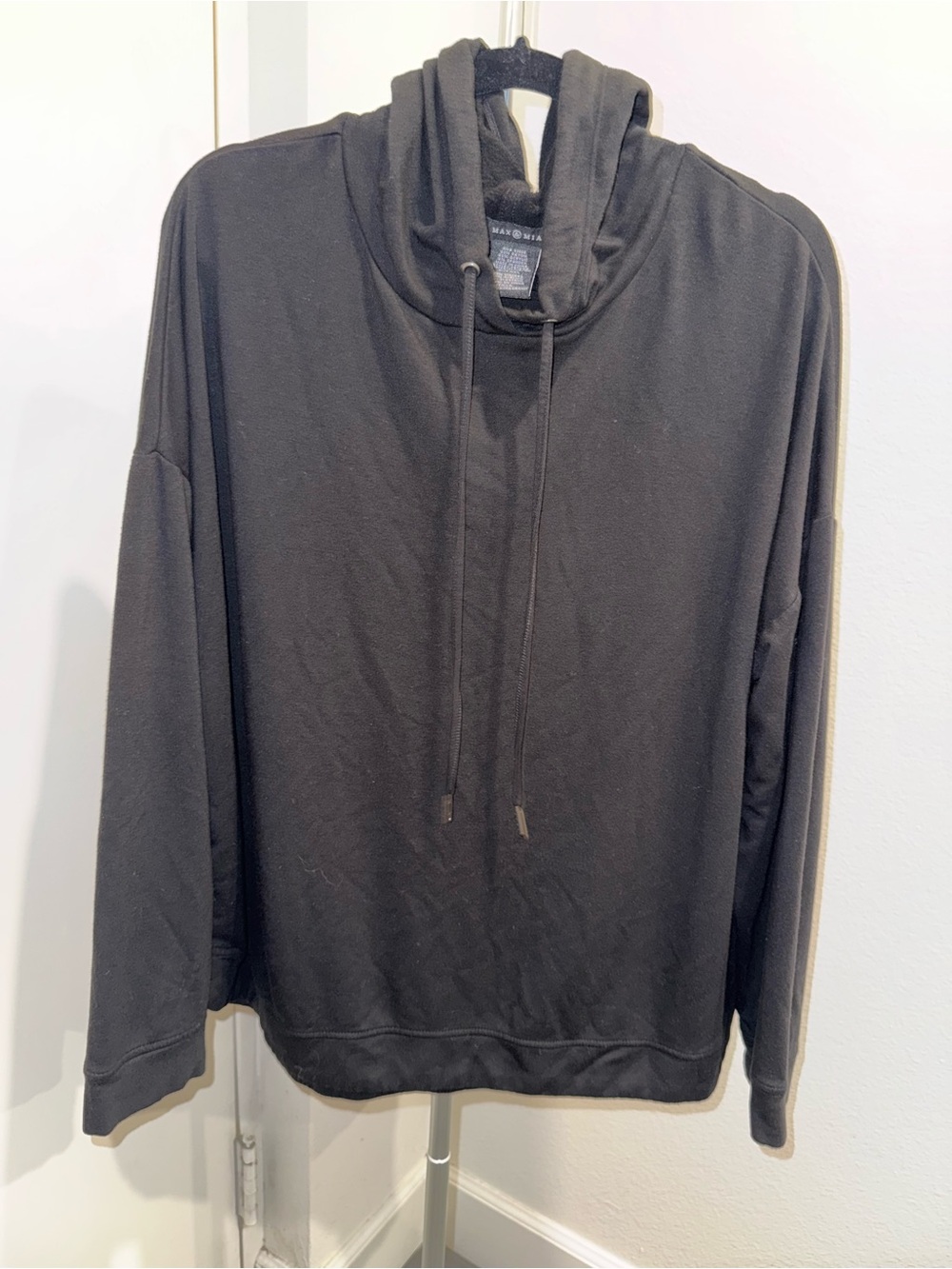 Max & Mia Black Drawstring Sweater - Quiet Luxury Comfort Jacket Baggy Cozy